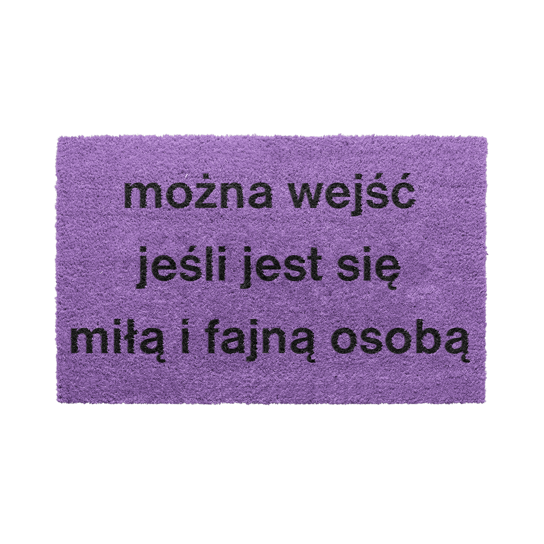 fioletowa wycieraczka dla miłych osób